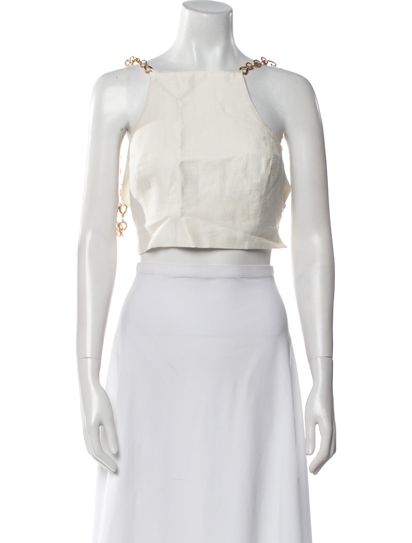 Cult Gaia Linen Square Neckline Crop Top