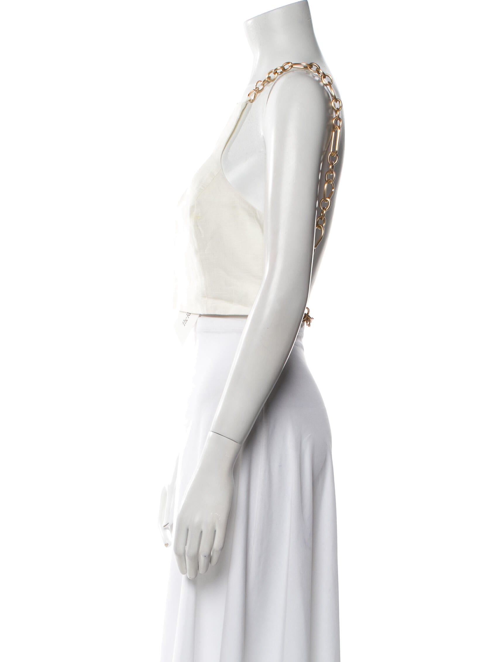 Cult Gaia Linen Square Neckline Crop Top