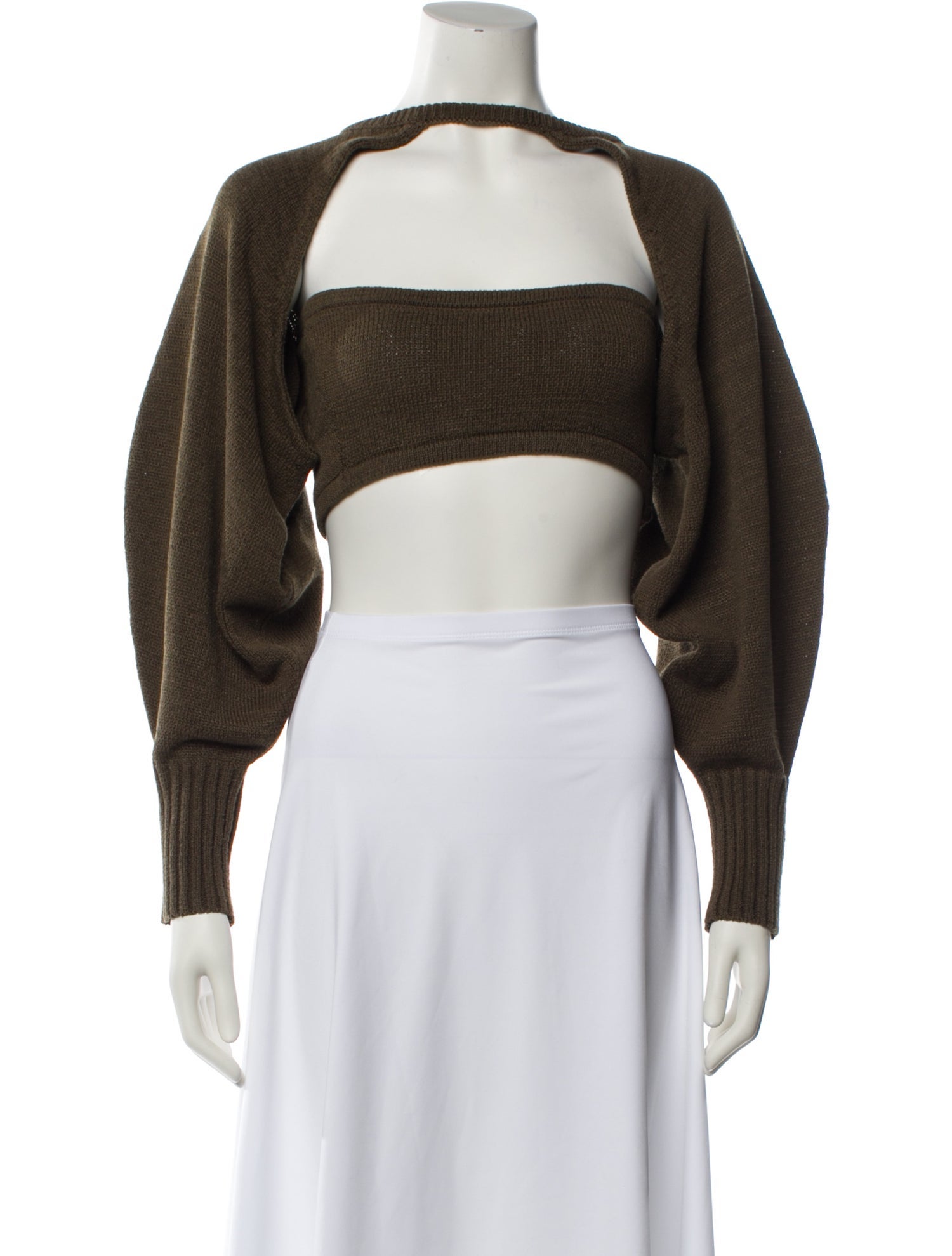 Cult Gaia Square Neckline Long Sleeve Crop Top