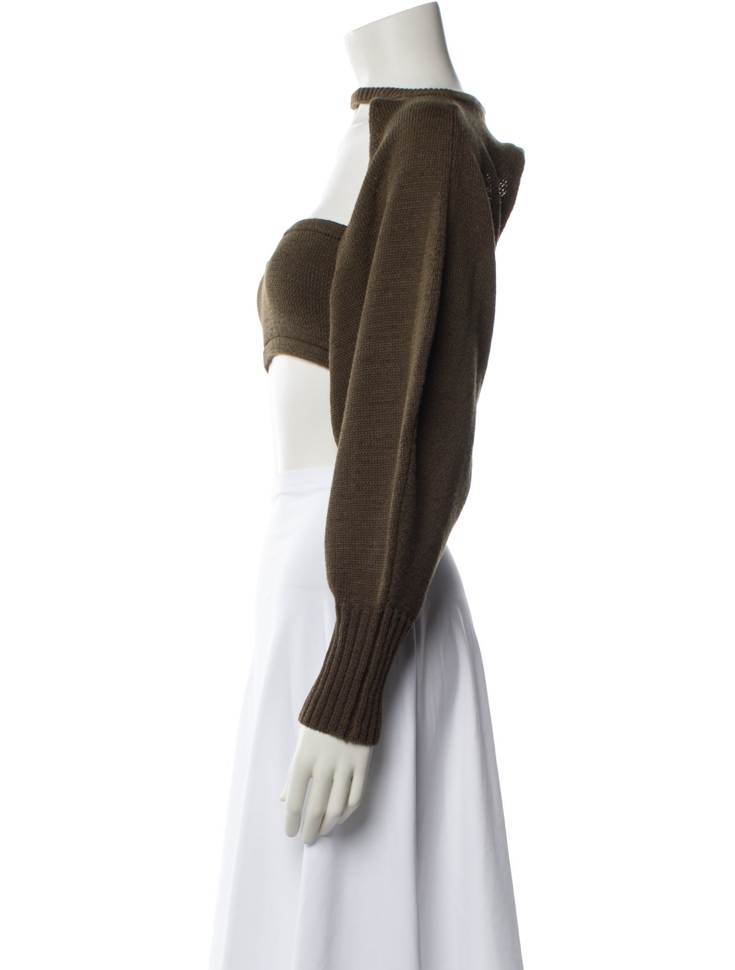 Cult Gaia Square Neckline Long Sleeve Crop Top