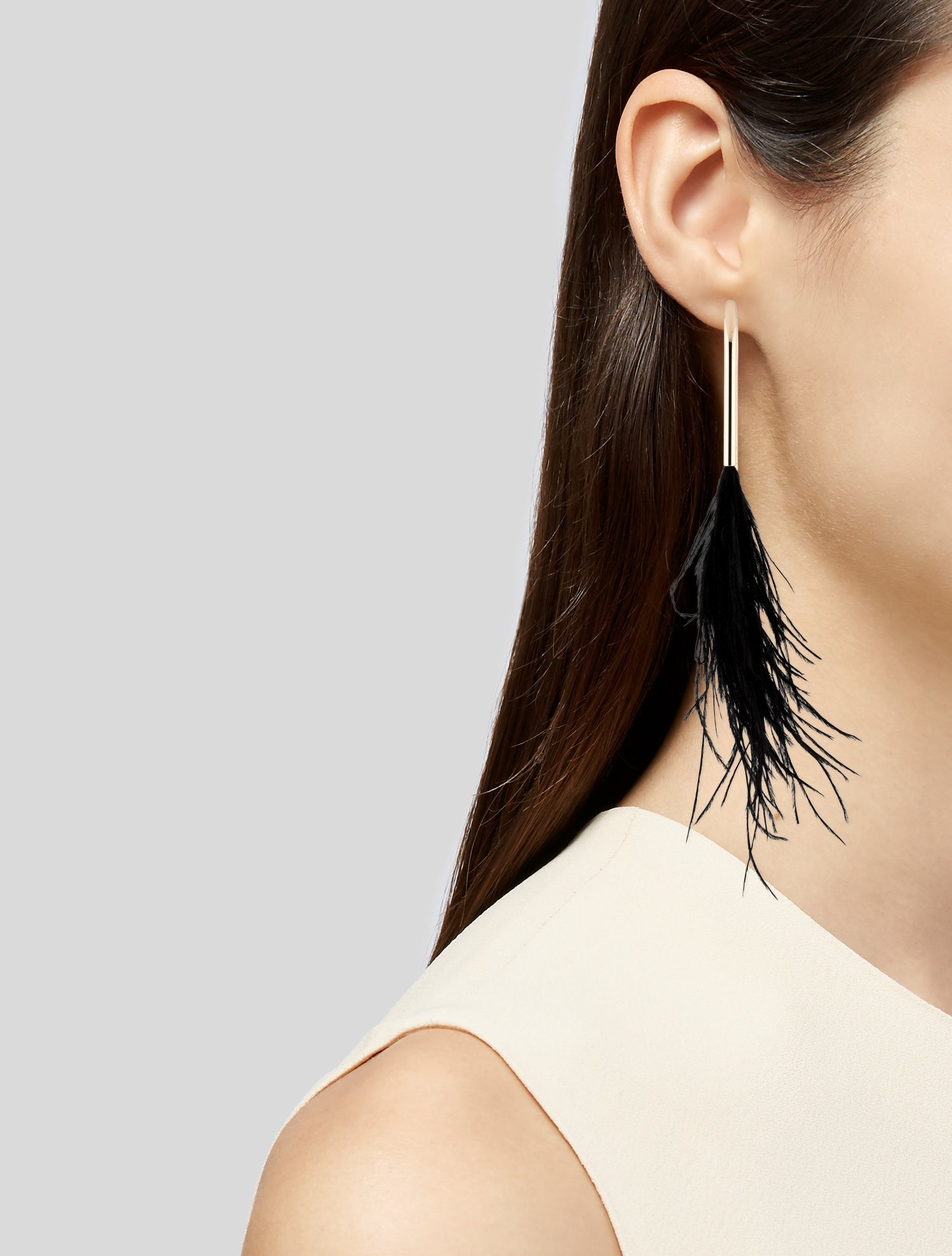 Cult Gaia Meta Feather Drop Earring