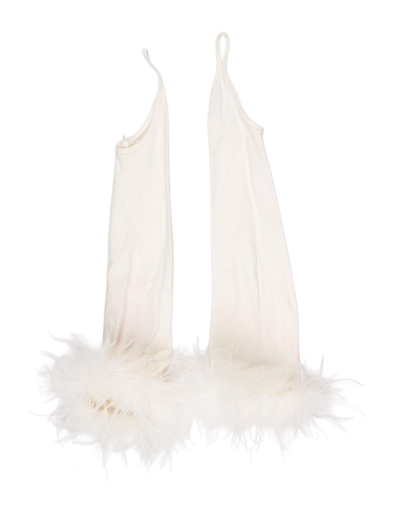 Cult Gaia White Longsleeve Glove W. Feather Trim w/Tags