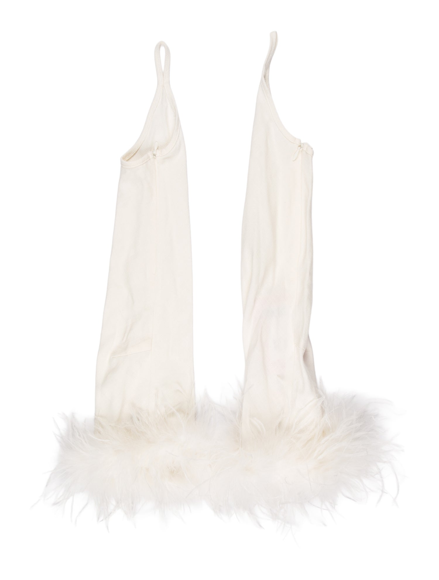 Cult Gaia White Longsleeve Glove W. Feather Trim w/Tags