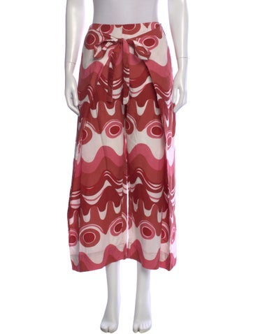 Pre-owned Cult Gaia Printed Wide Leg Pants In Red