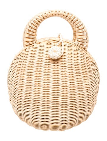 Pre-owned Cult Gaia Wicker Top Handle Bag In Neutrals