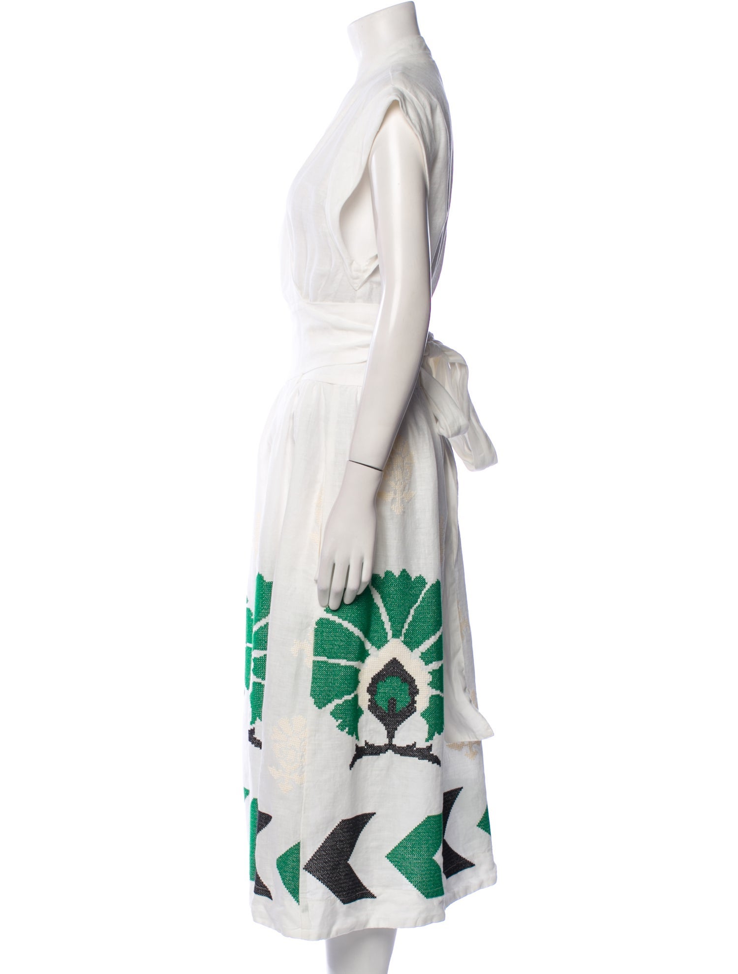 Greek Archaic Kori Linen Midi Length Dress