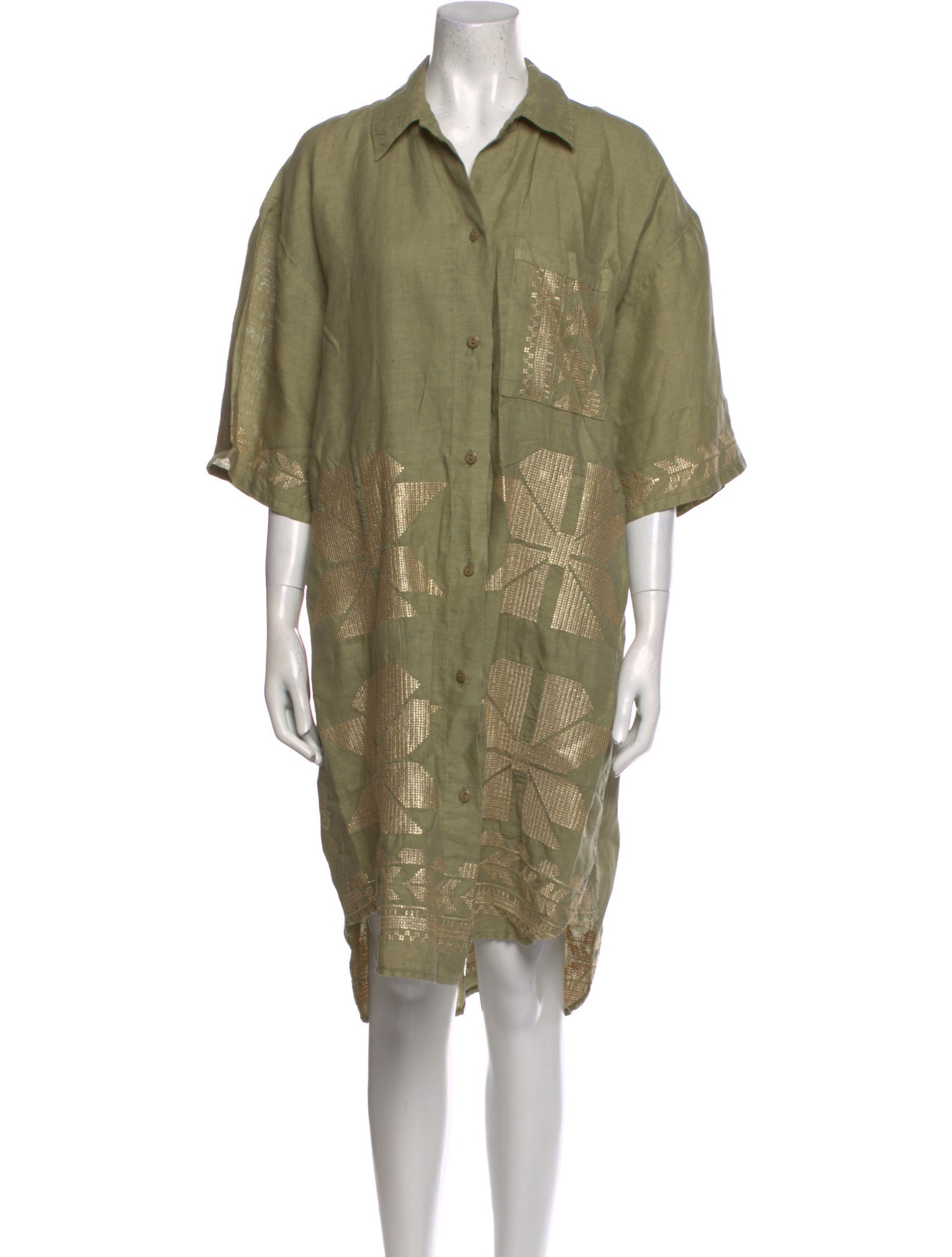 Greek Archaic Kori Linen Midi Length Dress