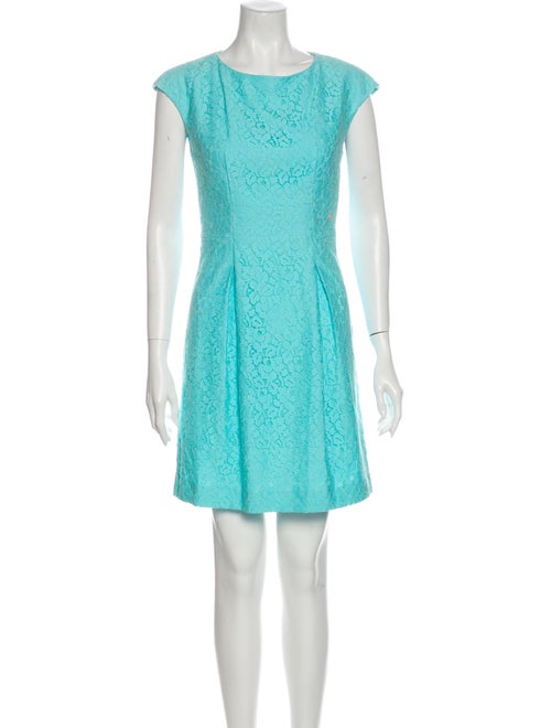 Galliano Lace Pattern Mini Dress Blue