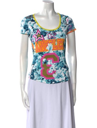 Galliano Printed Scoop Neck T-Shirt