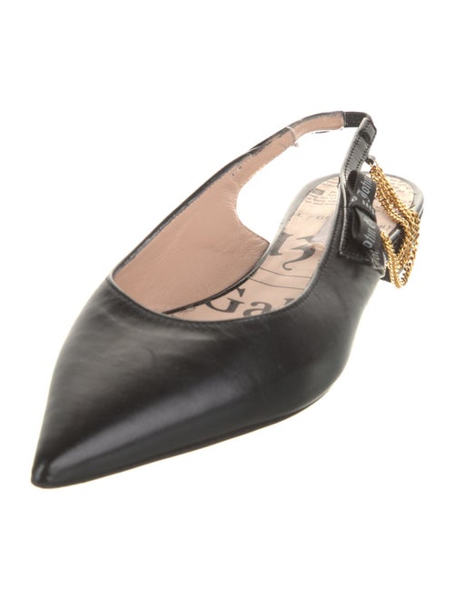 Galliano Leather Chain-Link Accents Slingback Flats