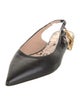 Galliano Leather Chain-Link Accents Slingback Flats