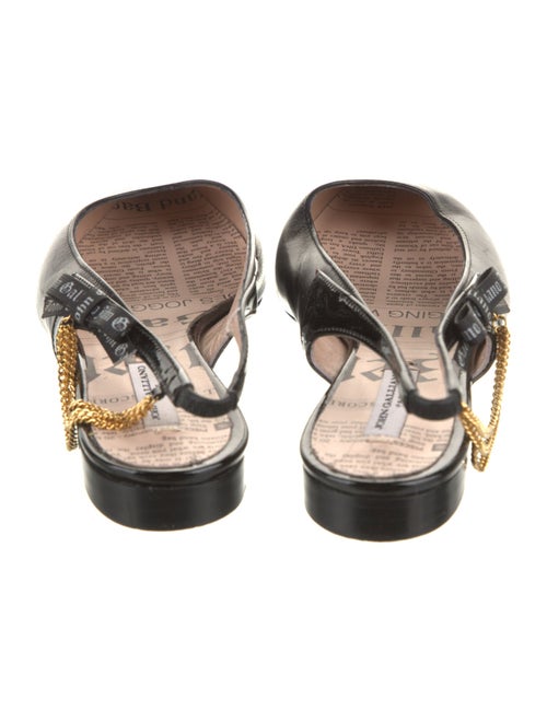 Galliano Leather Chain-Link Accents Slingback Flats