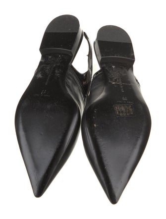 Galliano Leather Chain-Link Accents Slingback Flats