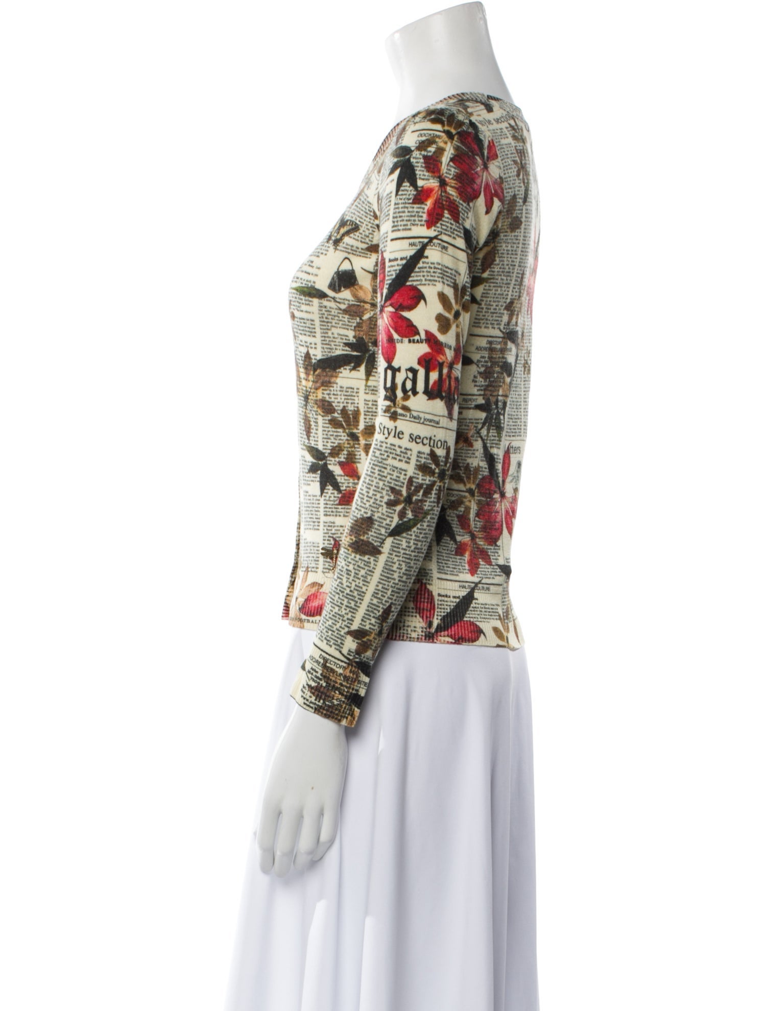 Galliano Merino Wool Printed Sweater