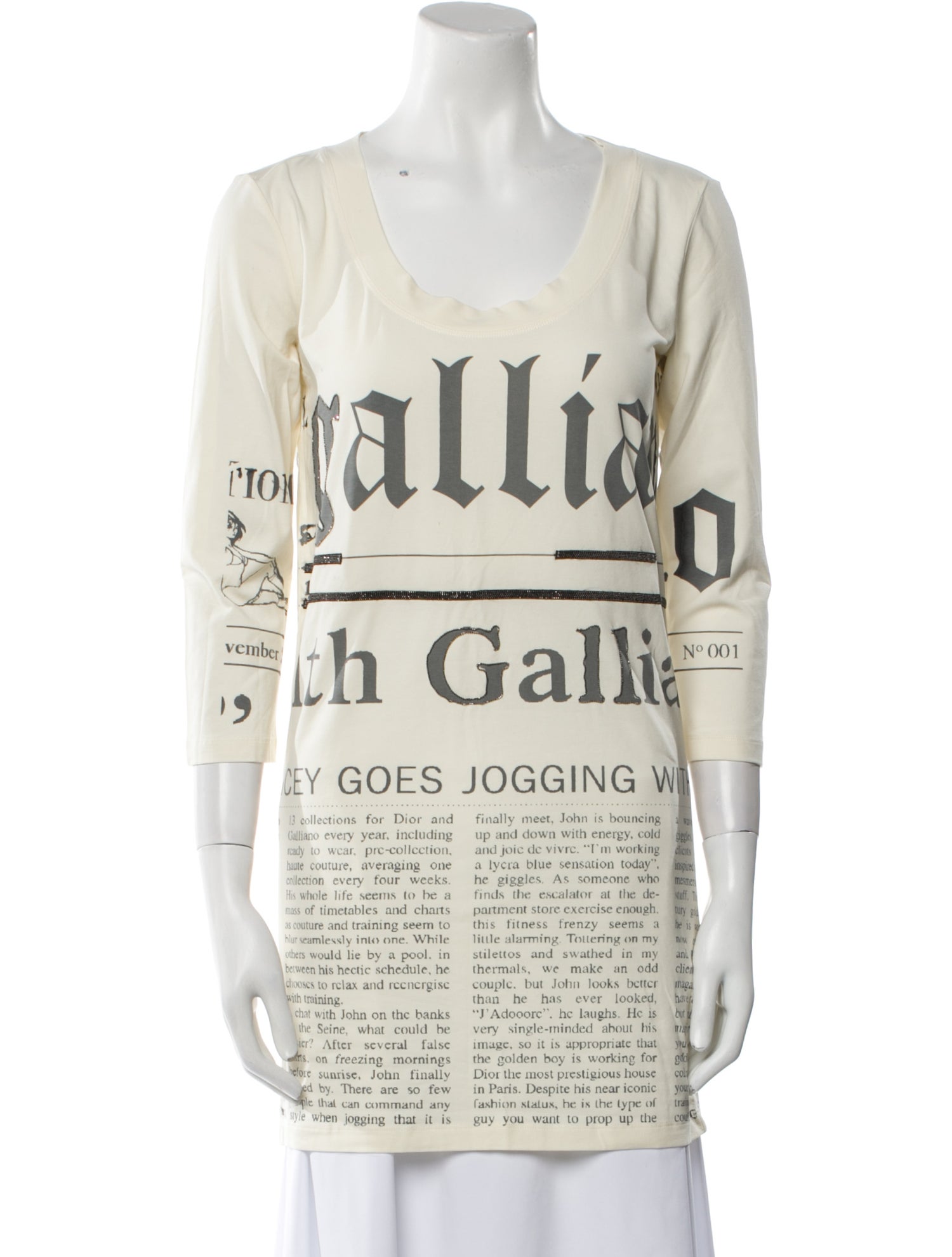 Galliano Graphic Print Scoop Neck Tunic w/ Tags