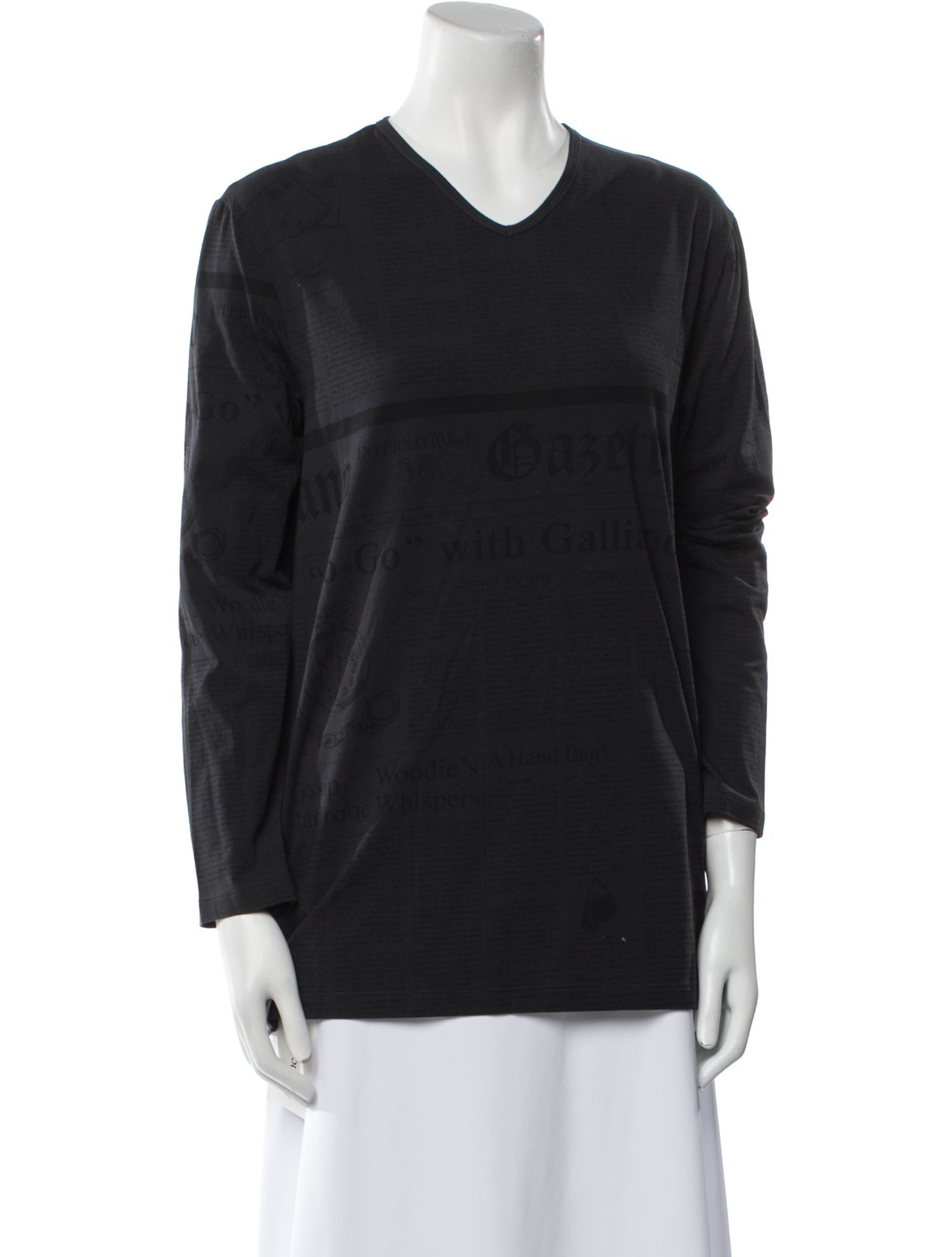 Galliano V-Neck Long Sleeve Sweatshirt