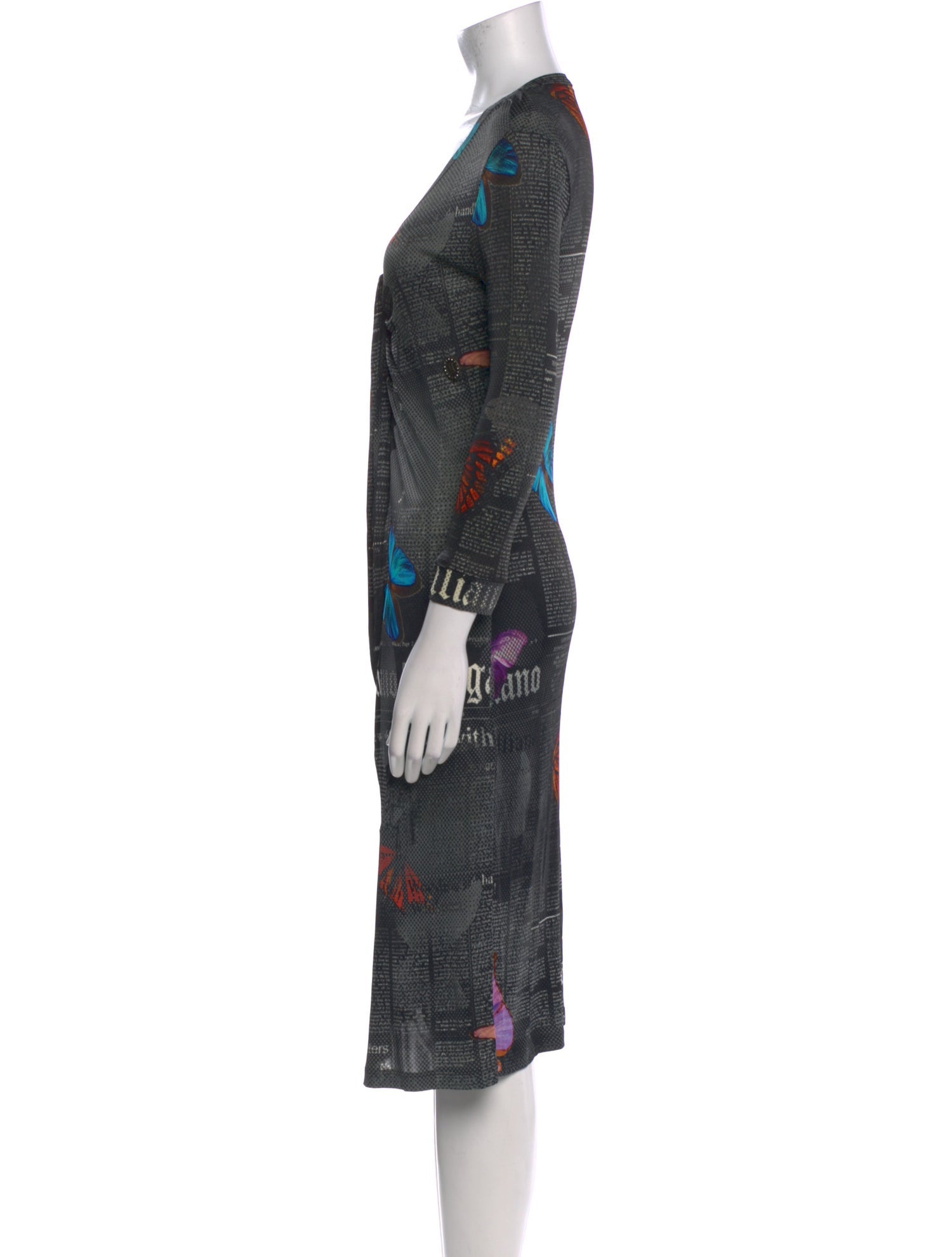Galliano Printed Midi Length Dress