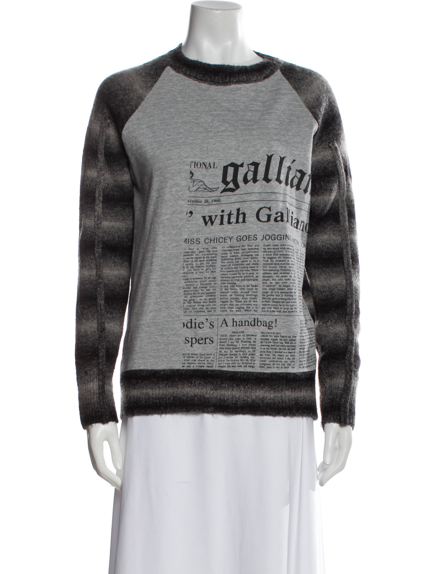 Galliano Printed Scoop Neck Sweater