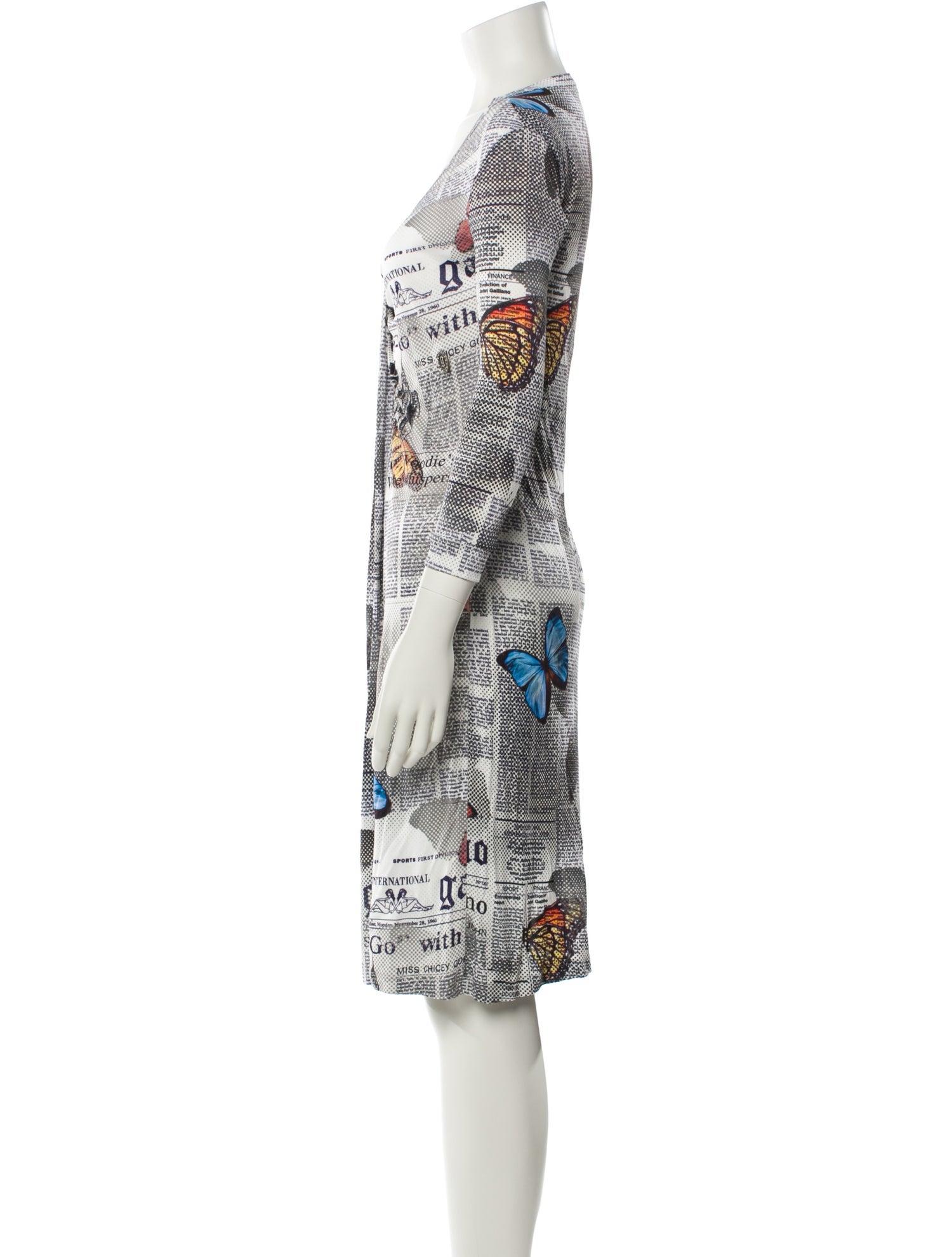 Galliano Printed Knee-Length Dress