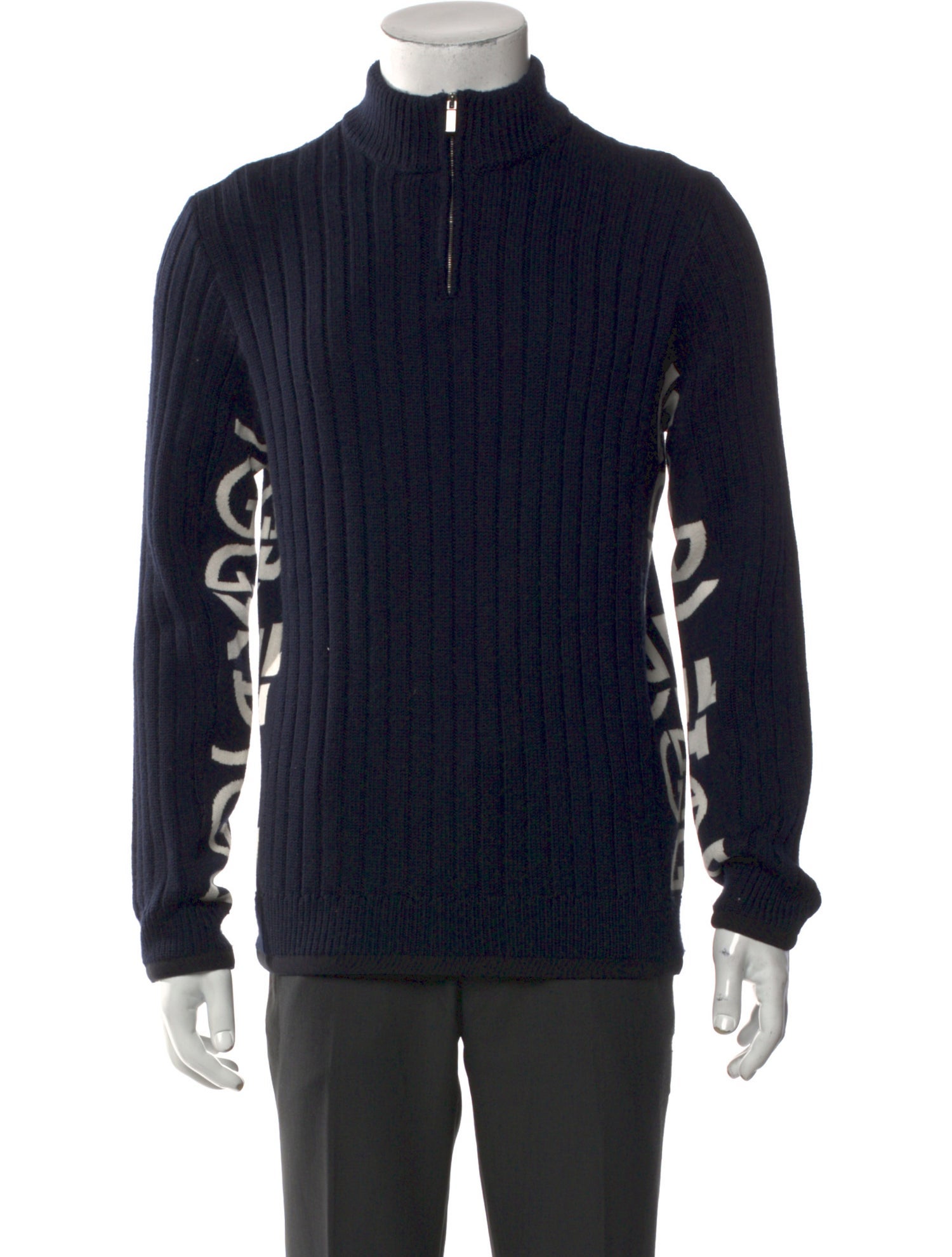 Giorgio Armani Neve Virgin Wool Graphic Print Polo Sweater