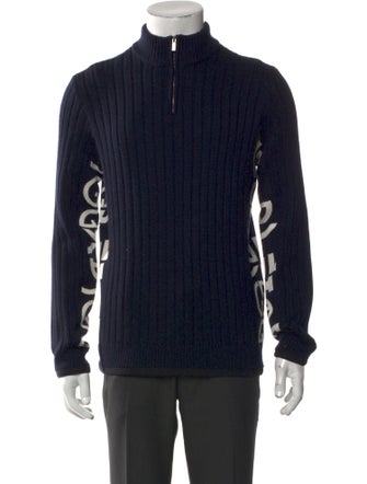 Giorgio Armani Neve Virgin Wool Graphic Print Polo Sweater