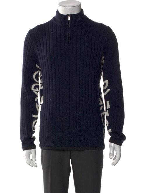 Giorgio Armani Neve Virgin Wool Graphic Print Polo Sweater