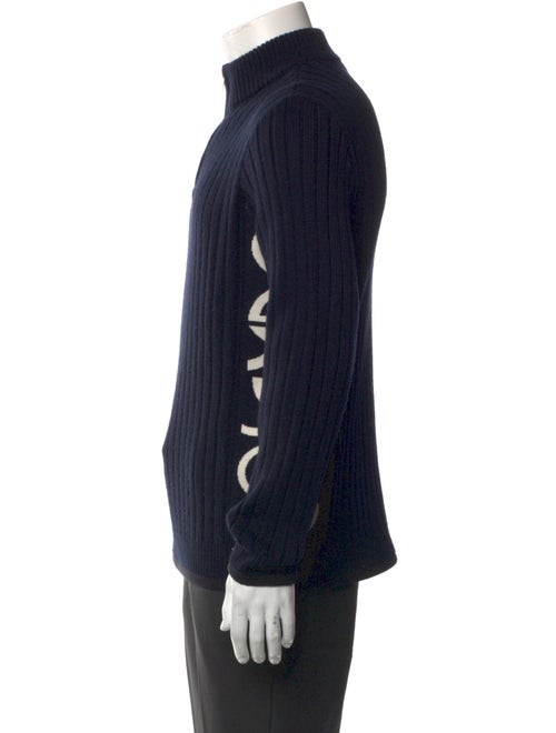 Giorgio Armani Neve Virgin Wool Graphic Print Polo Sweater