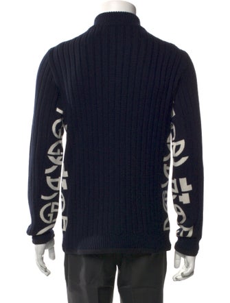 Giorgio Armani Neve Virgin Wool Graphic Print Polo Sweater