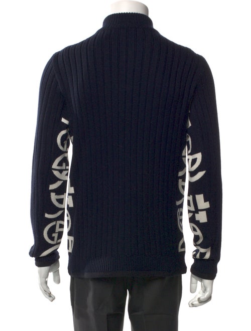Giorgio Armani Neve Virgin Wool Graphic Print Polo Sweater
