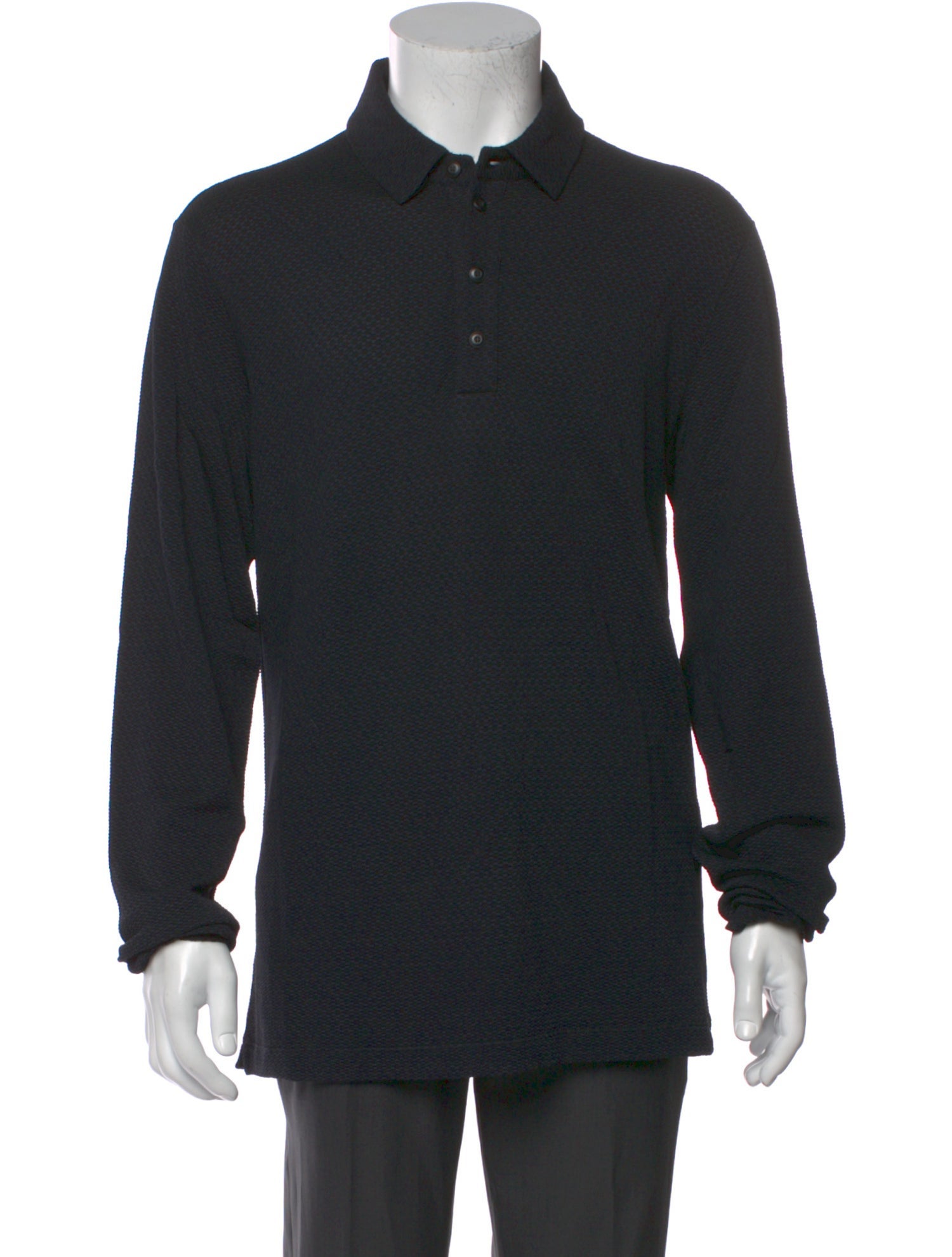 Giorgio Armani V-Neck Long Sleeve Polo Shirt