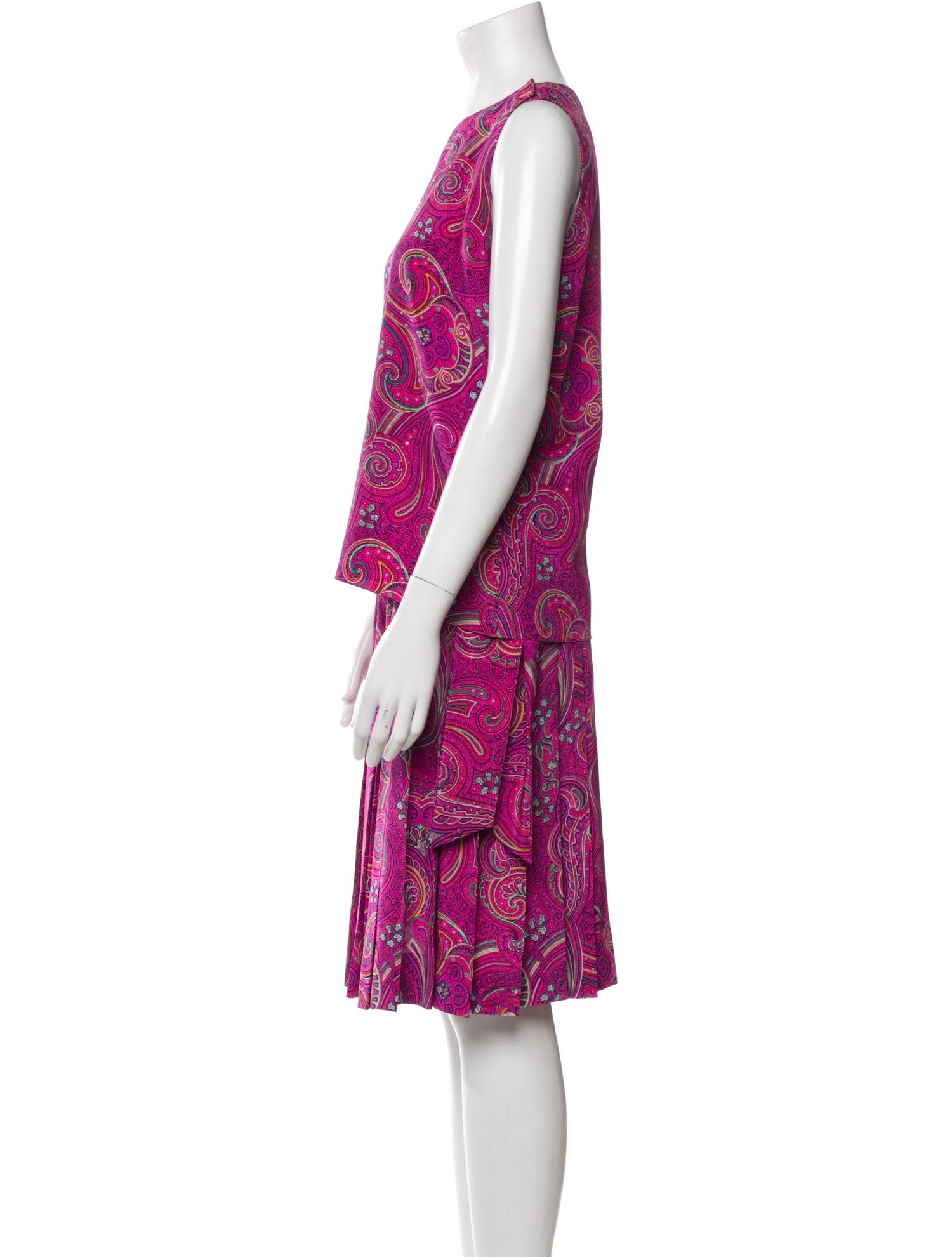 Gloria Sachs Paisley Print Pleated Accents Skirt Set