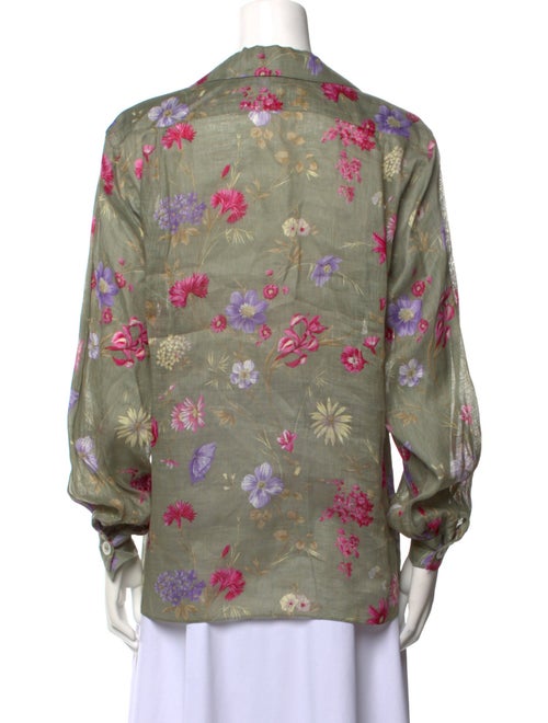 Gloria Sachs Floral Print Three-Quarter Sleeve Button-Up Top