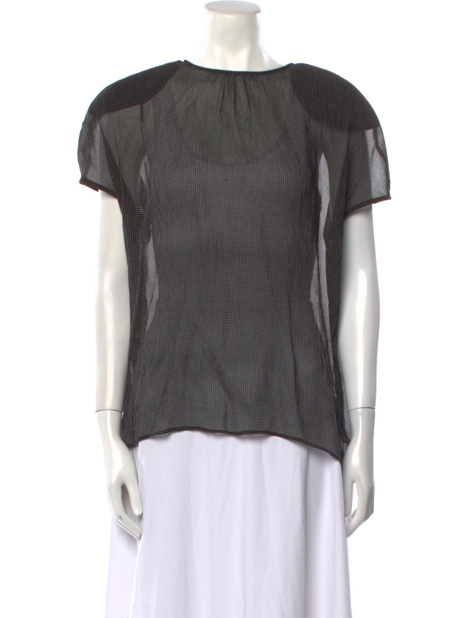 Gloria Sachs Bateau Neckline Short Sleeve Blouse