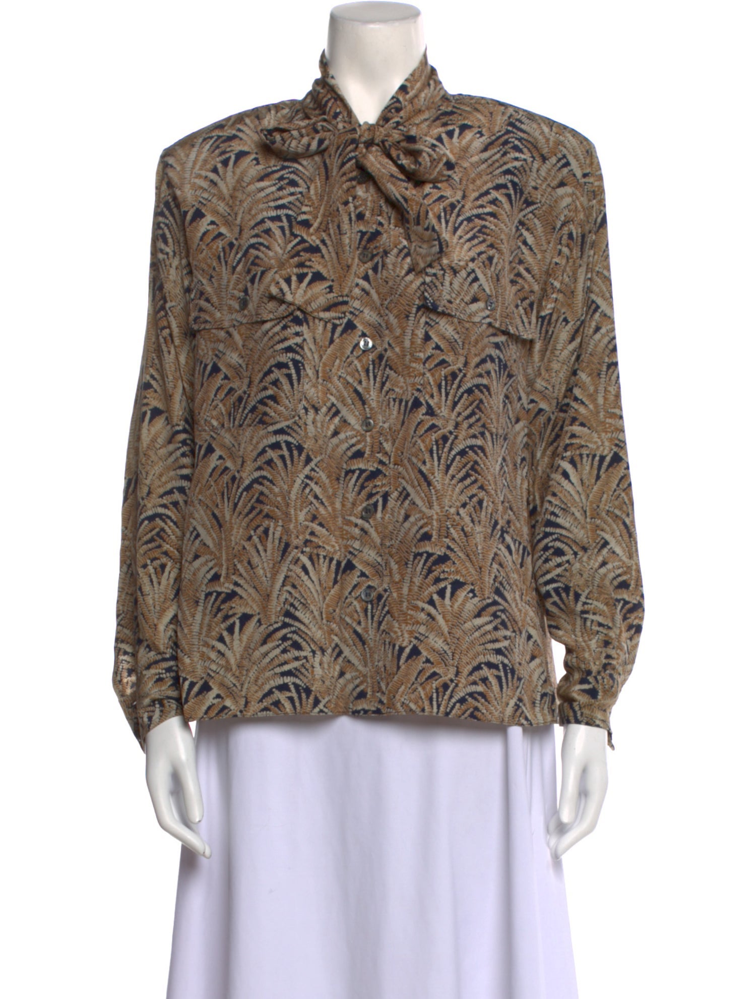 Gloria Sachs Printed Mock Neck Blouse