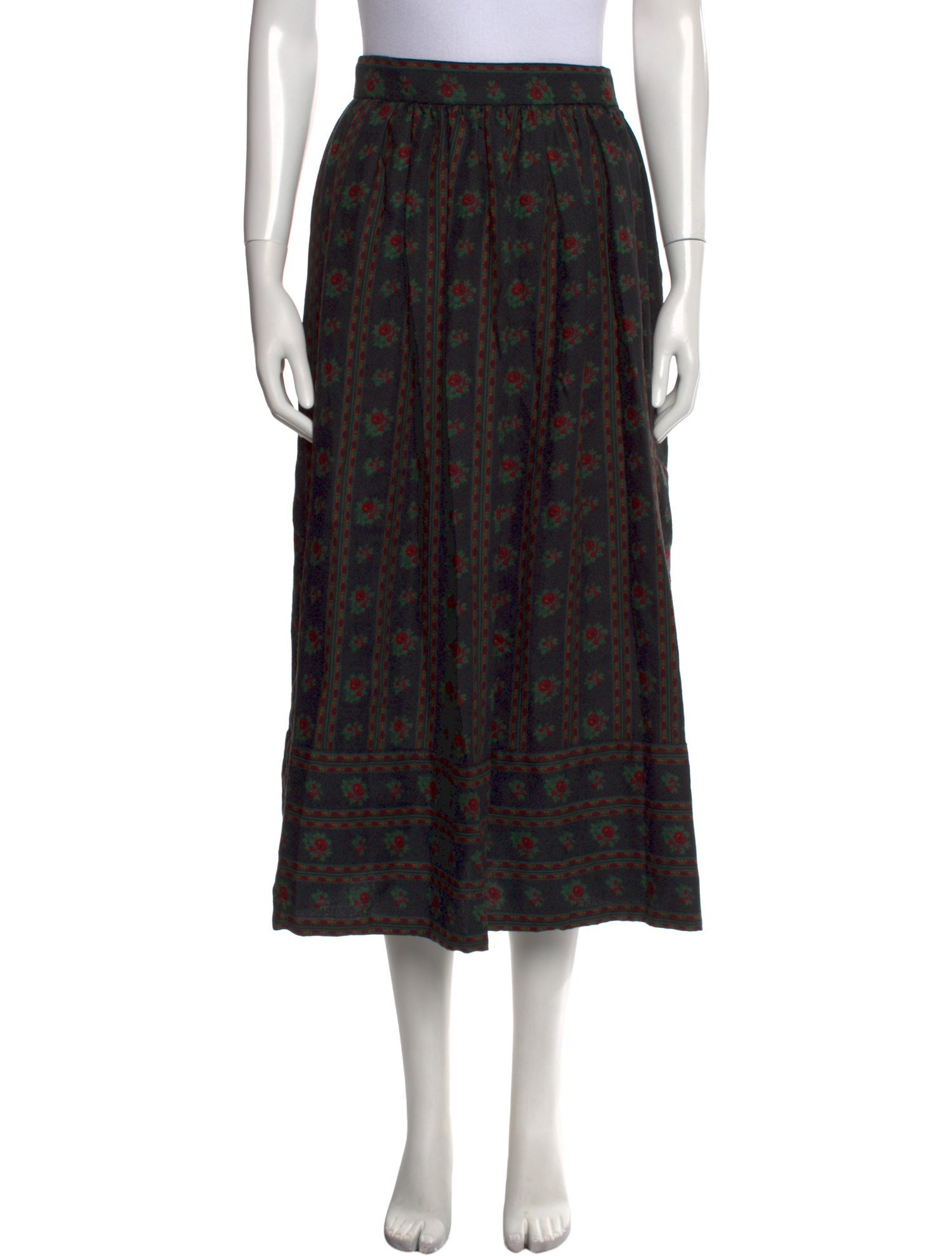 Gloria Sachs Floral Print Midi Length Skirt