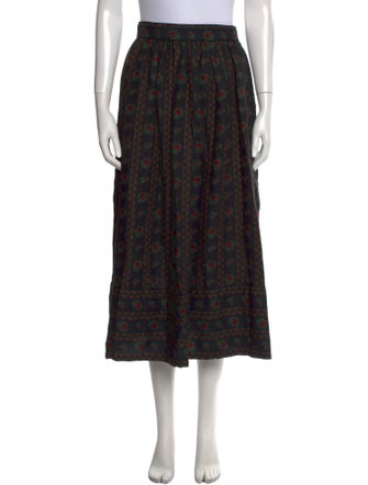 Gloria Sachs Floral Print Midi Length Skirt