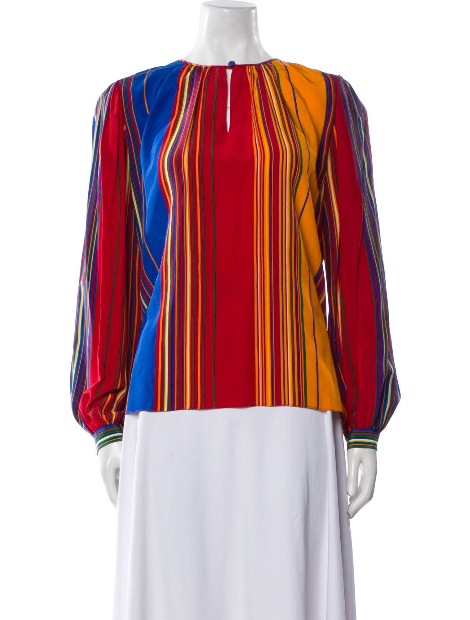 Gloria Sachs Striped Scoop Neck Blouse