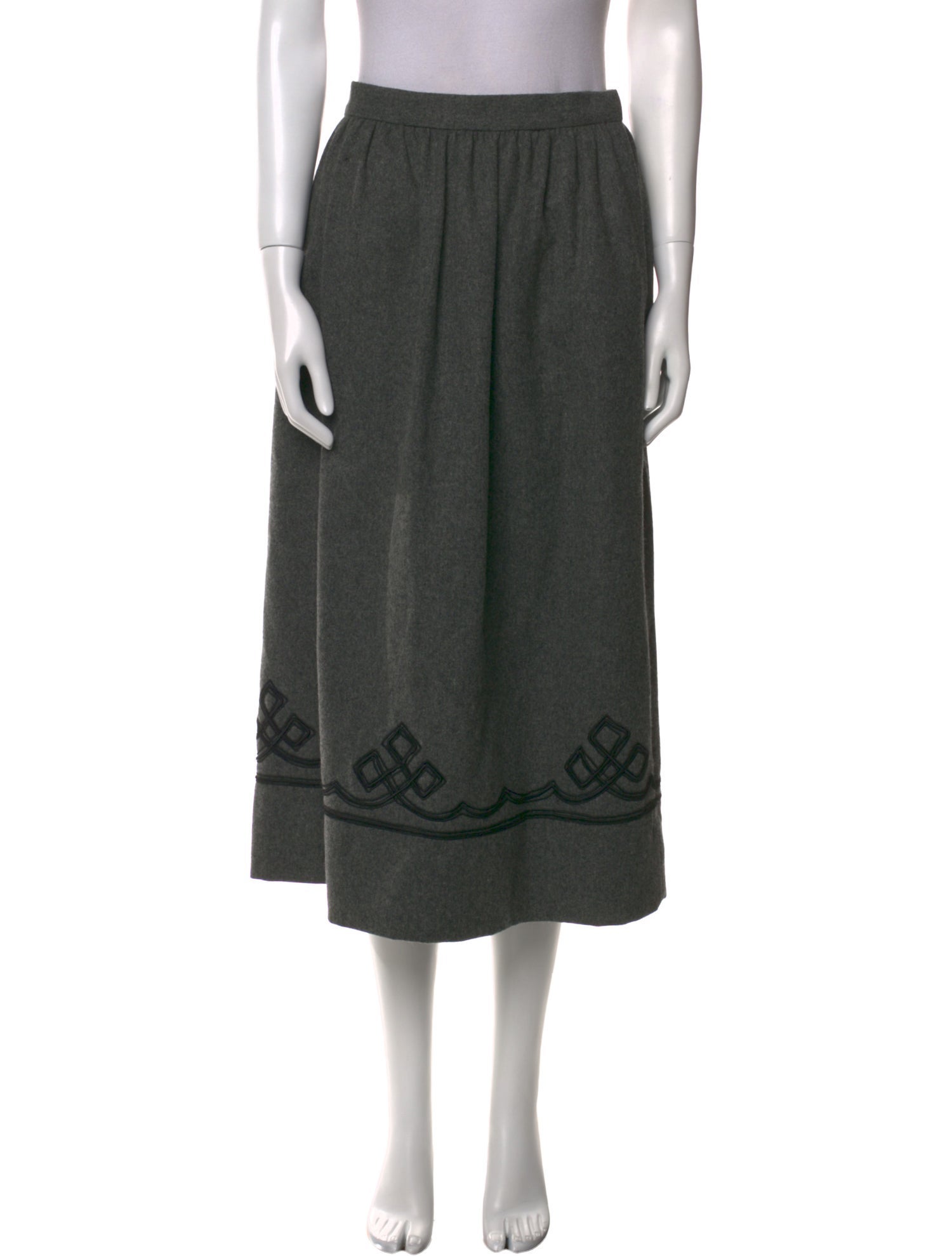 Gloria Sachs Embroidered Accent Midi Length Skirt