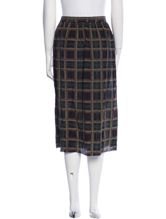 Gloria Sachs Plaid Print Midi Length Skirt
