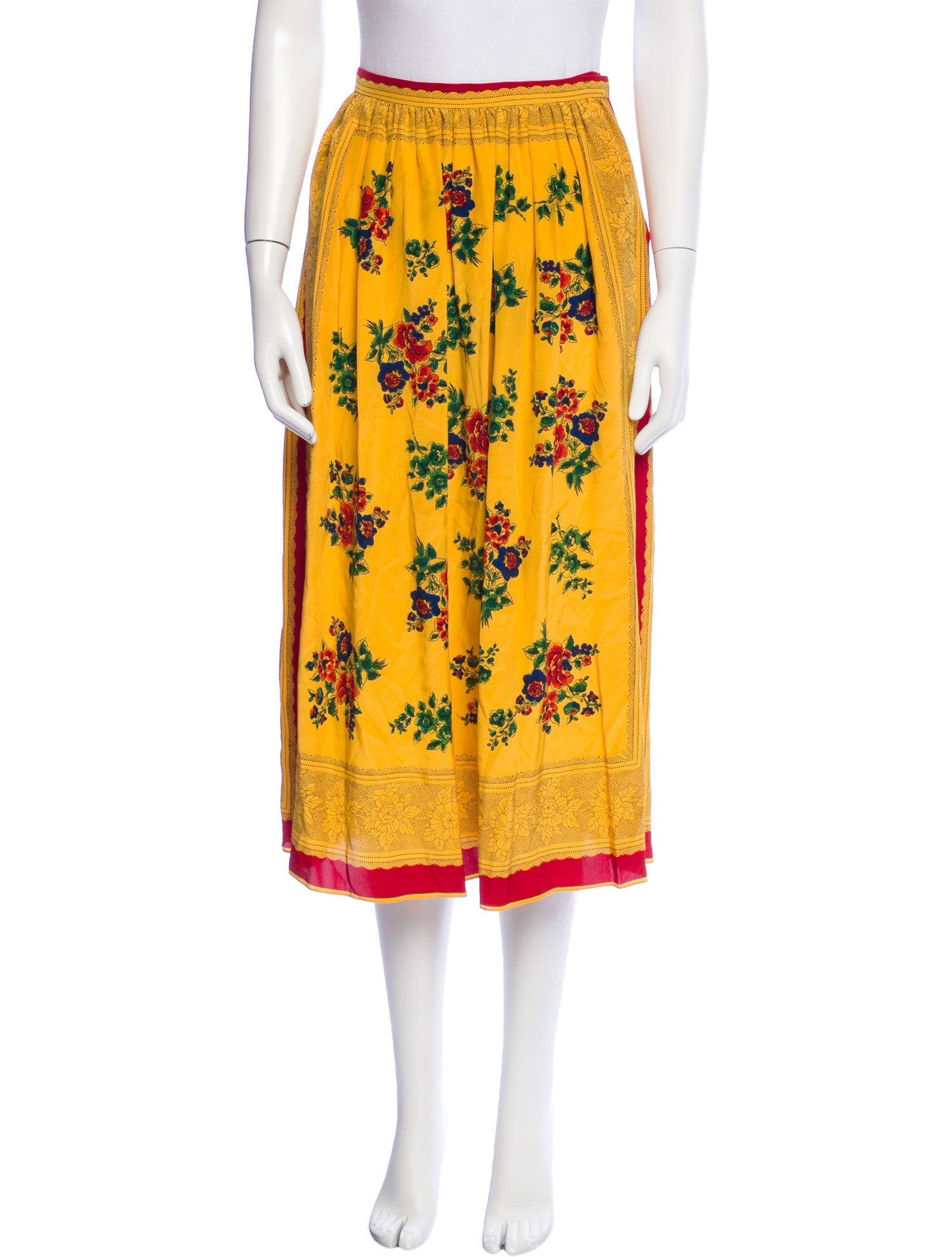 Gloria Sachs Floral Print Midi Length Skirt