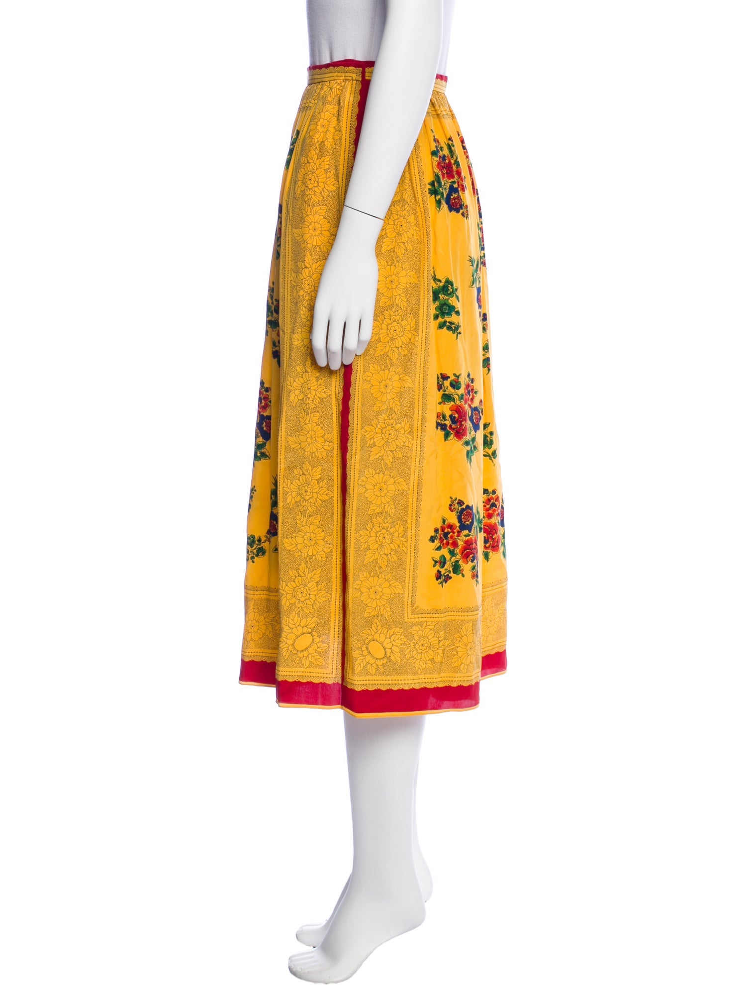 Gloria Sachs Floral Print Midi Length Skirt