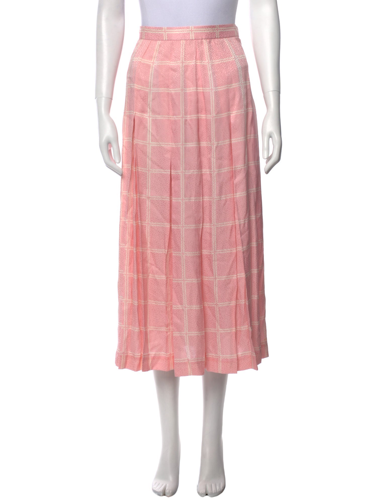 Gloria Sachs Plaid Print Midi Length Skirt