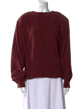 Gloria Sachs Polka Dot Print Bateau Neckline Sweatshirt