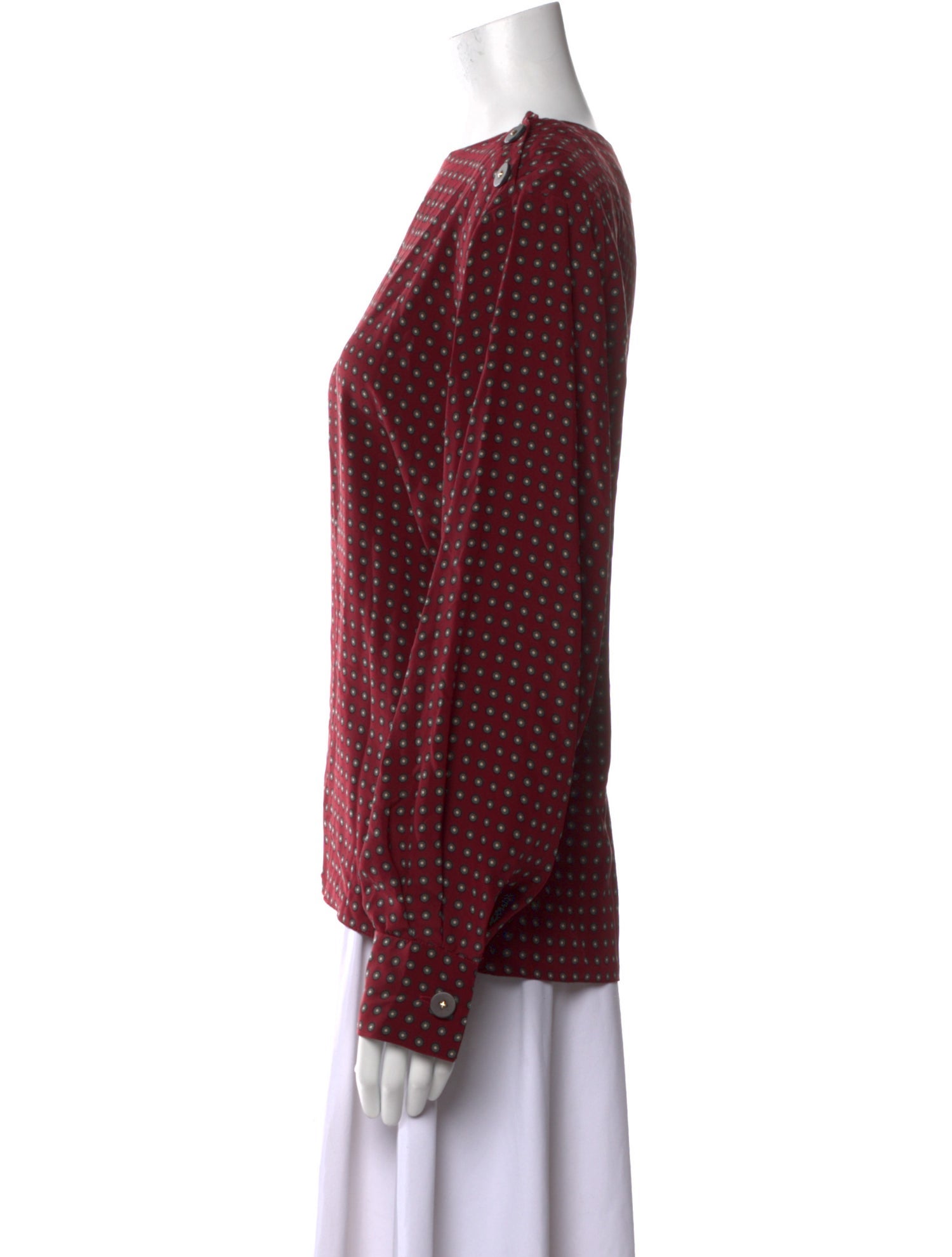 Gloria Sachs Polka Dot Print Bateau Neckline Sweatshirt