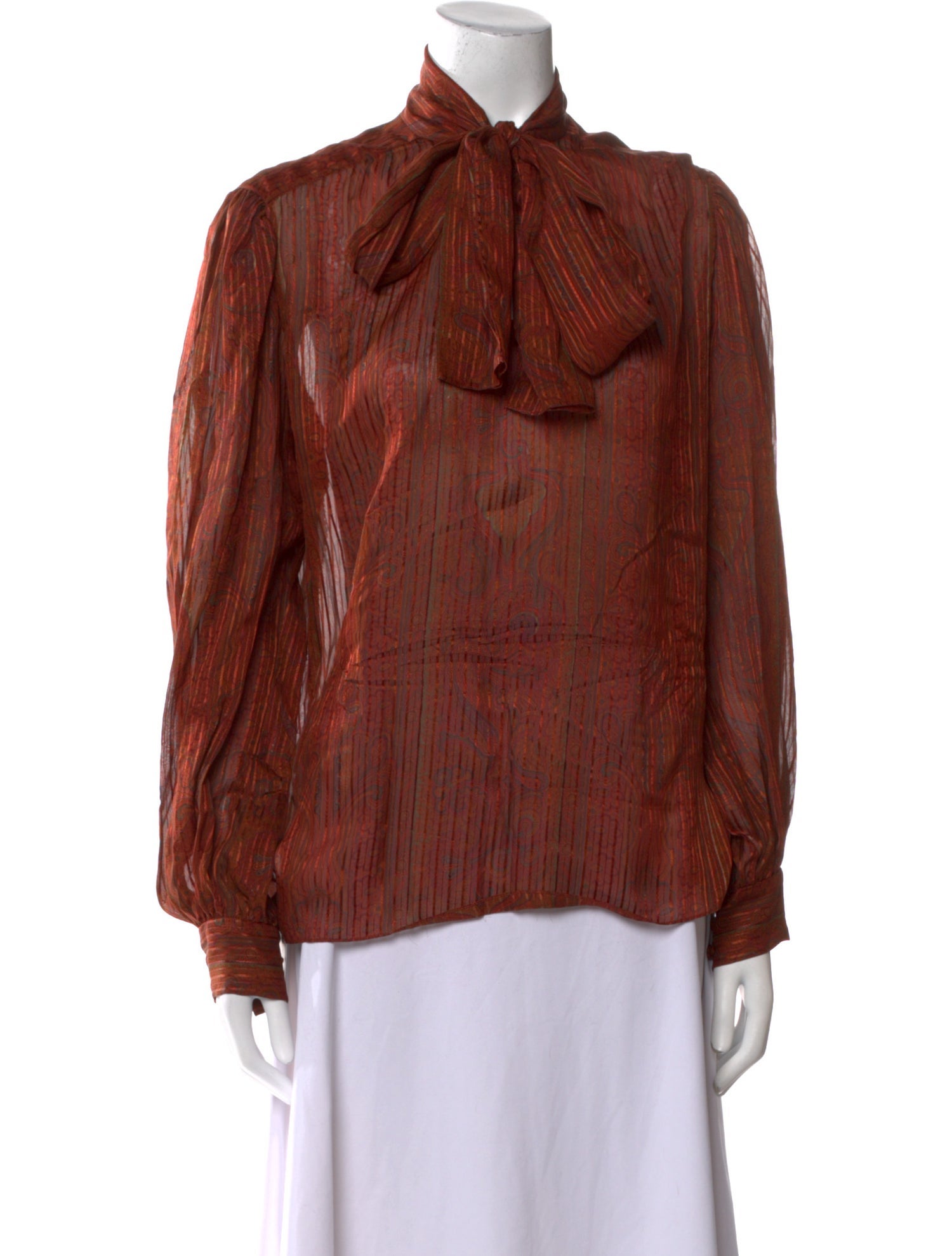 Gloria Sachs Silk Tie-Dye Print Blouse