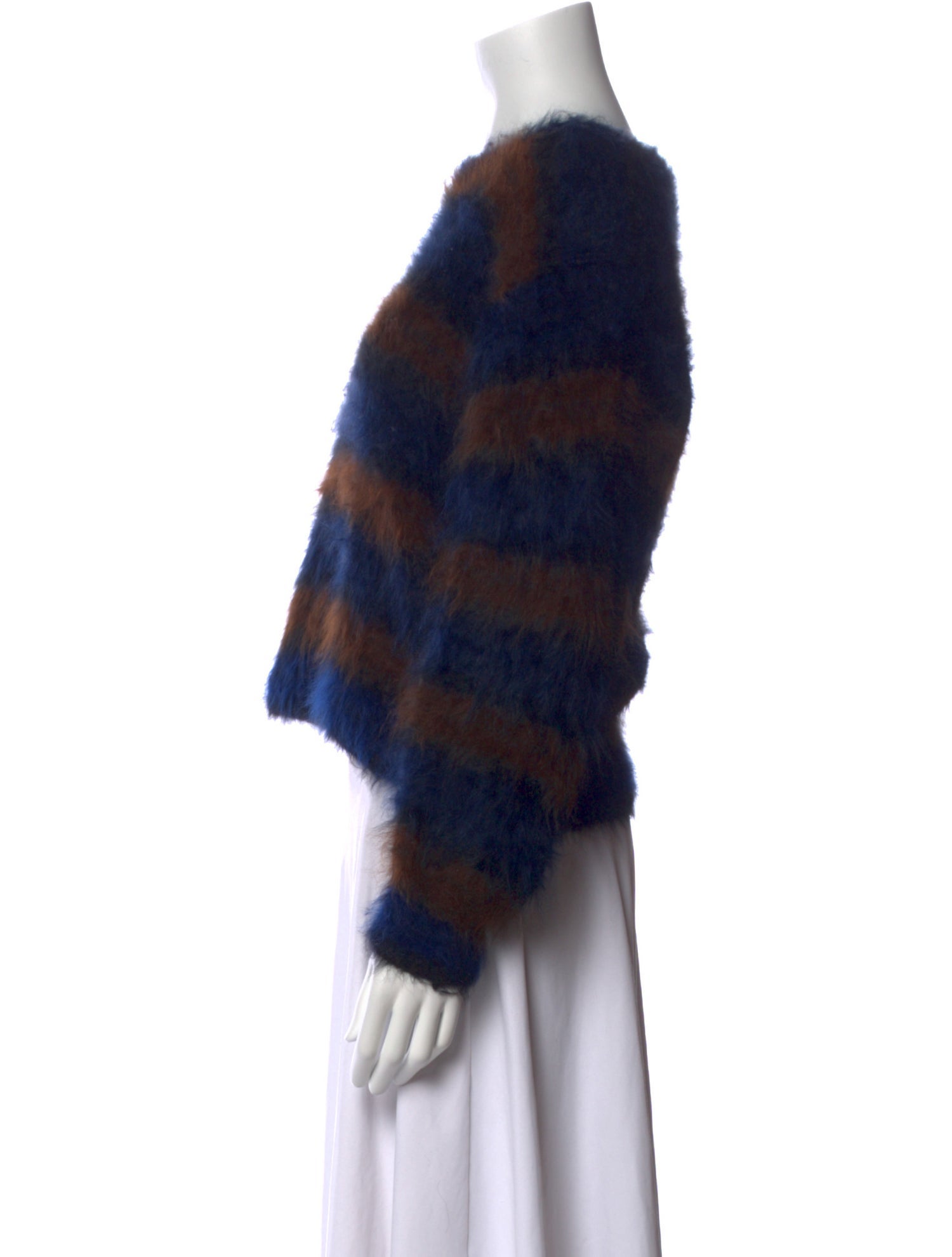 Gloria Sachs Striped Bateau Neckline Crop Top