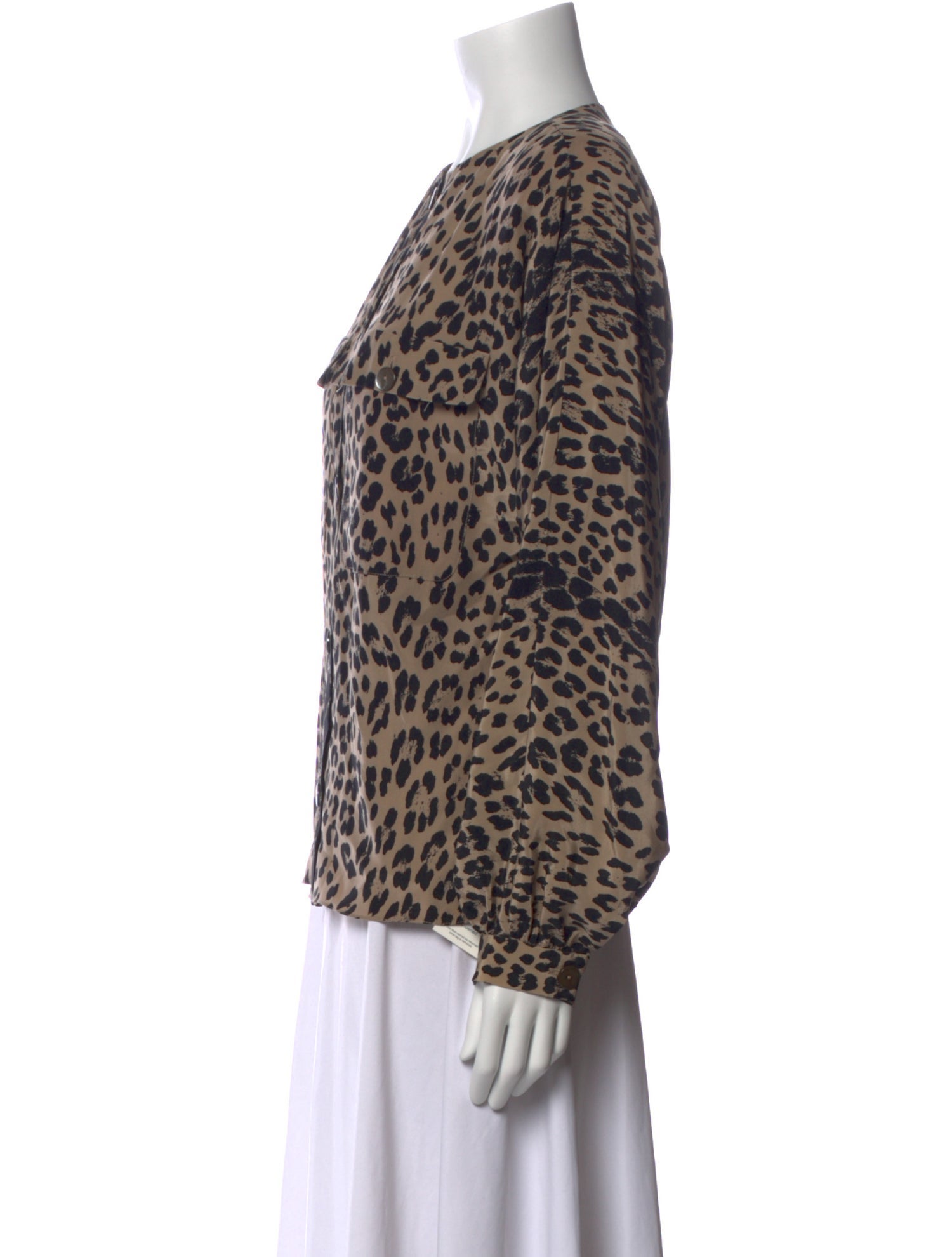 Gloria Sachs Animal Print Crew Neck Blouse