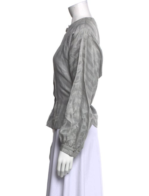 Gloria Sachs Crew Neck Long Sleeve Button-Up Top