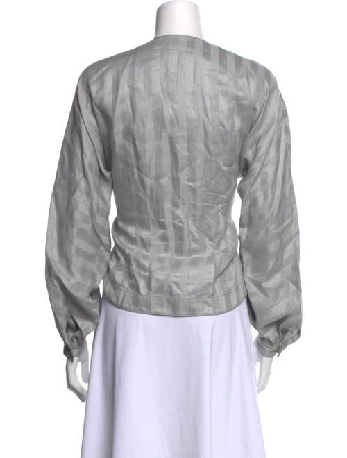 Gloria Sachs Crew Neck Long Sleeve Button-Up Top