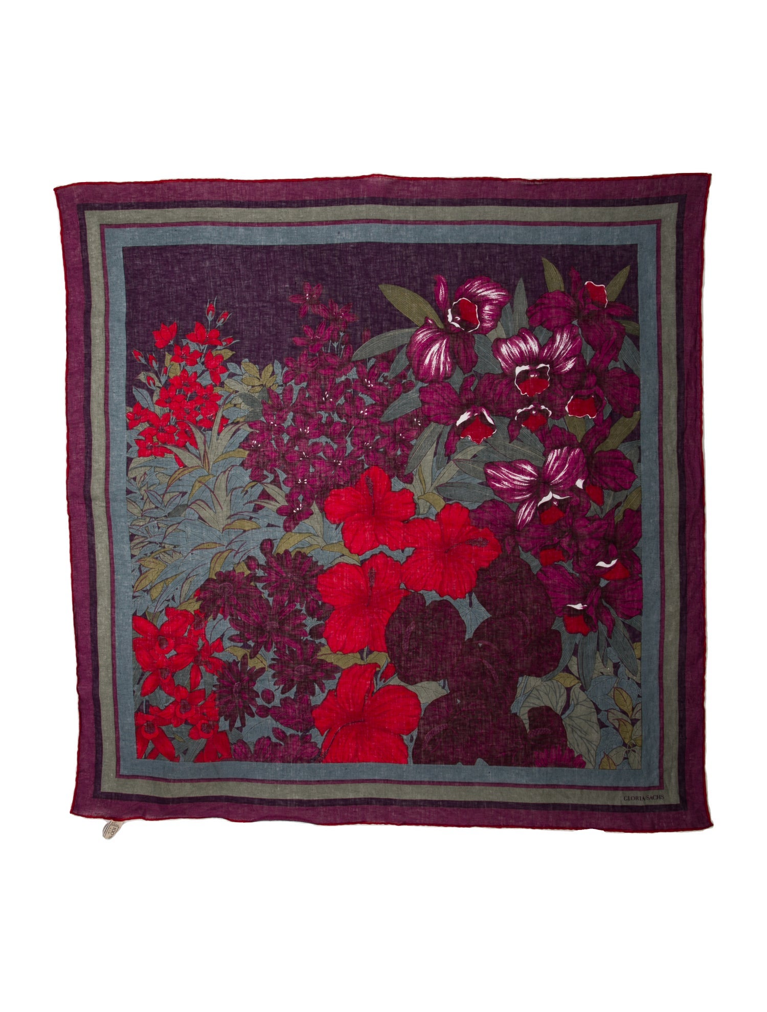 Gloria Sachs Silk Printed Scarf w/ Tags